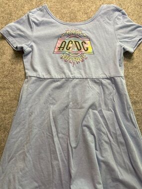 AC/DC Light Blue Kids Graphic A-Line Dress